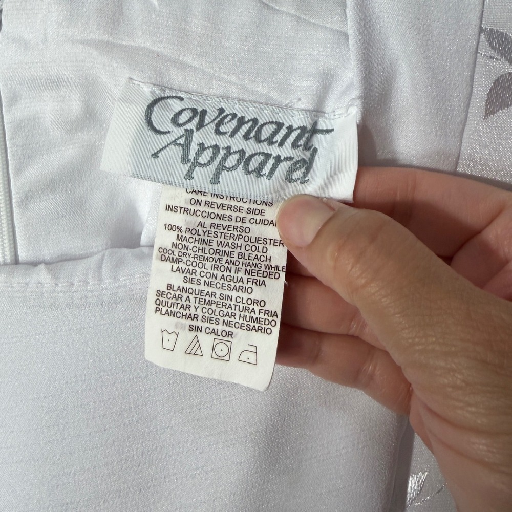 Covenant Apparel Womens White Embroidered Modest Maxi Dress Long Sleeve Size 6 View 5